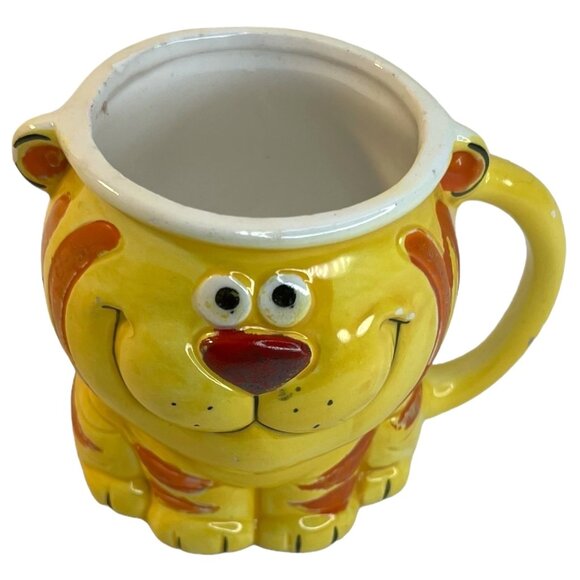 1973 Holt Howard Smiling Tiger Childs Mug Cup Made Japan Ceramic Yellow Chips - Picture 2 of 8